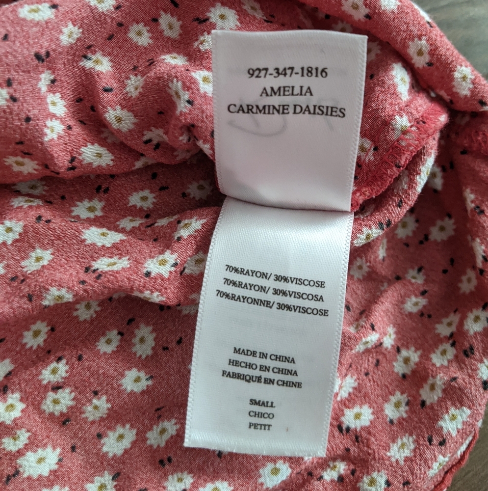 Rails - Amelia Blouse Tie Sleeves Button-Up | Size Small | Carmine Daisy Red - Picture 14 of 14